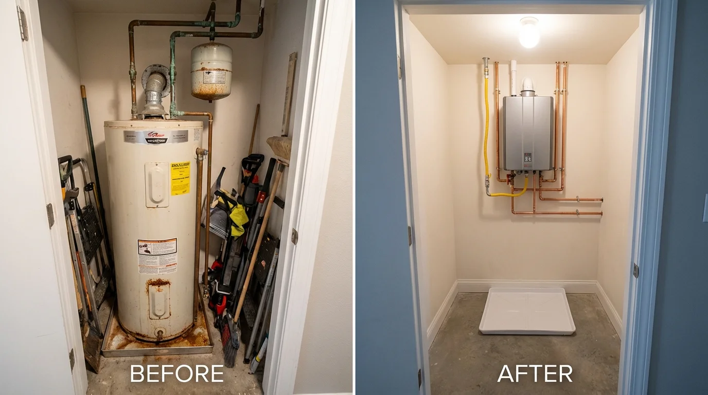 Tank water heater versus wall-mounted tankless unit comparison for Flora, IL homeowners